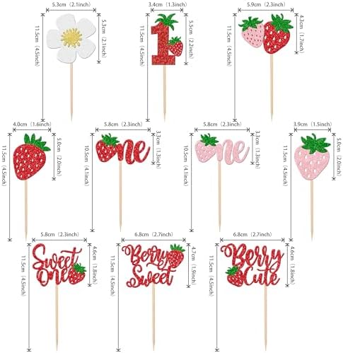 ZHUOWEISM 30 PCS Strawberry Cupcake Toppers Decorations