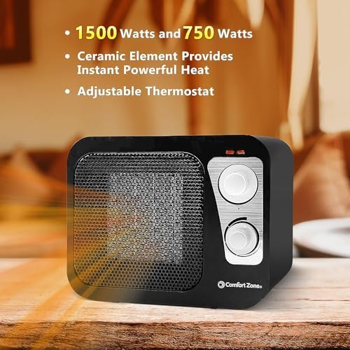 Comfort Zone 1500W Electric Space Heater with Retro Design