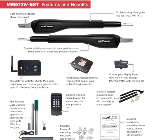 Mighty Mule MM572W-EST-A Automatic Dual Gate Opener Black