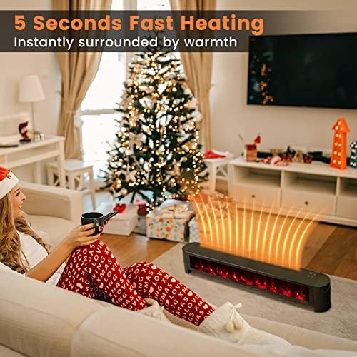 PETSITE Baseboard Heater with Remote Control and 3D Flame Effect