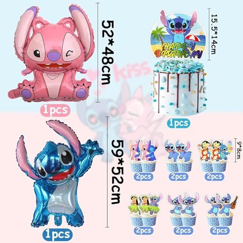 Lilo and Stitch Birthday Decorations 48PCS Party Supplies Set