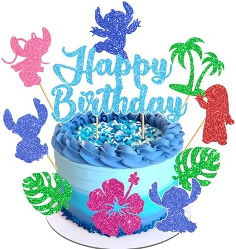 10pcs Glitter Cartoon Cake Toppers for Birthday Parties 1