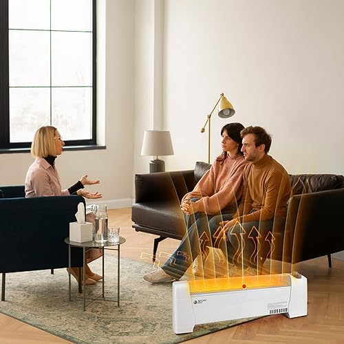 BEYOND HEAT Electric Baseboard Heater - 1500W Convection with Thermostat and Overheat Protection