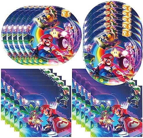 40Pack Mario Move Birthday Party Supplies Plates and Napkins