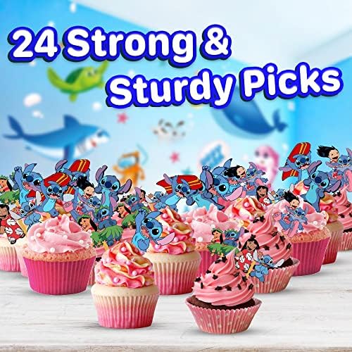 24 Lilo Kids Fun Cupcake Toppers - Birthday Decorations