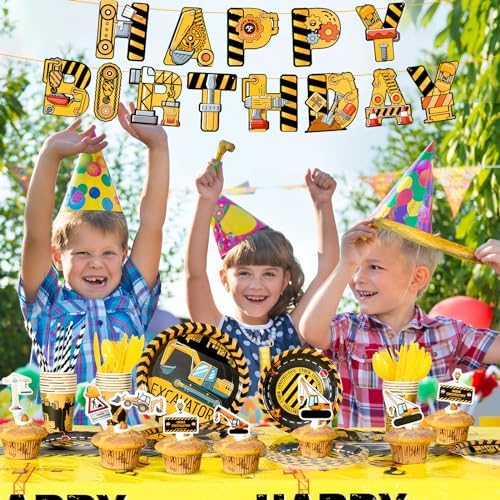 Construction Theme Birthday Party Supplies Kit 194 Pcs
