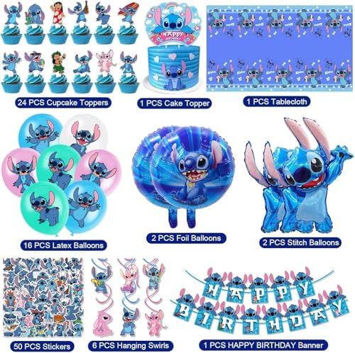 EFWEL Stitch Party Decorations 103 Pieces Set