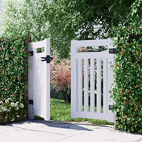 WINSOON 4-Pack Gate Hinges 2 Latch Hardware Kit for Vinylwood Fence