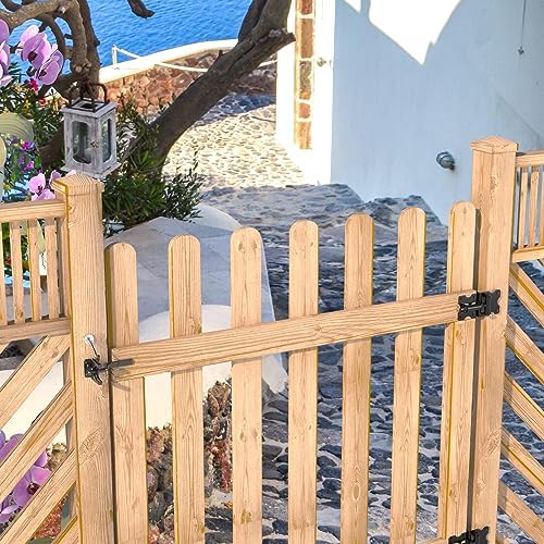 Gate Latch with Spring Cable Pull - Black Carbon Steel