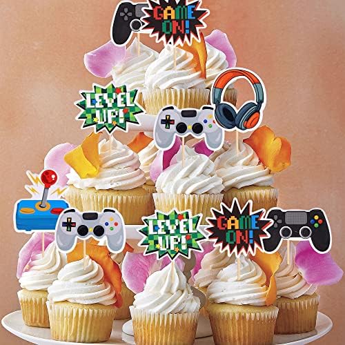 Video Game Cupcake Toppers 36PCS for Party Decorations