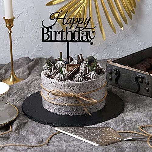 10 PCS Black Birthday Cake Toppers Acrylic Cupcake Decorations