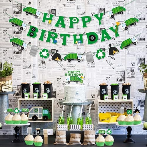 Bessmoso Garbage Truck Birthday Party Decoration Set
