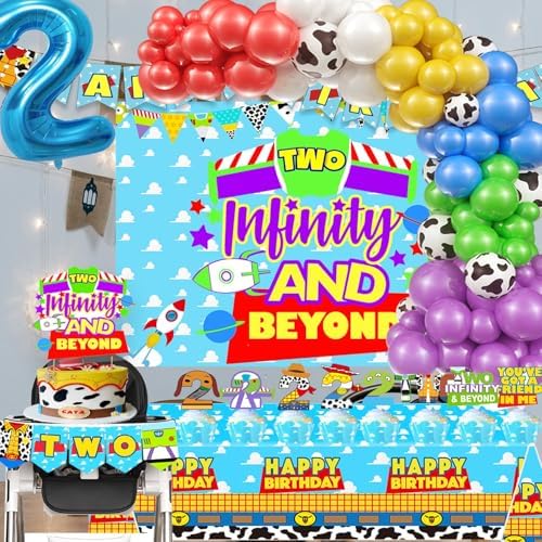 METIXOZE 2nd Birthday Decor Kit with Balloons Banners and Tablecloth