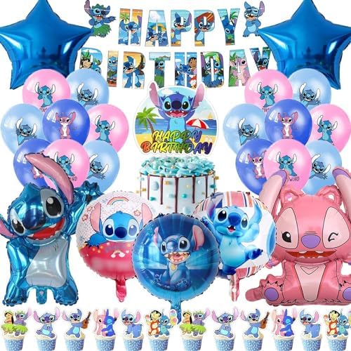 Lilo and Stitch Birthday Decorations 48PCS Party Supplies Set