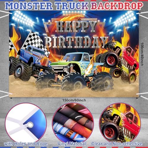 Monster Truck Birthday Decorations 145Pcs Set for Boys