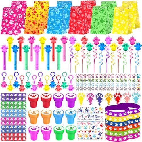 PLOUGVI 232Pcs Paw Print Party Favor Set