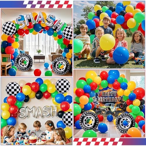 Monster Truck Birthday Decorations 145Pcs Set for Boys