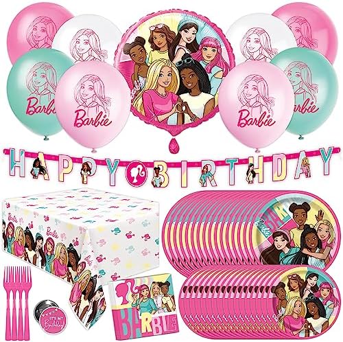 Barbie Birthday Party Decor Tableware Set for 16 Guests