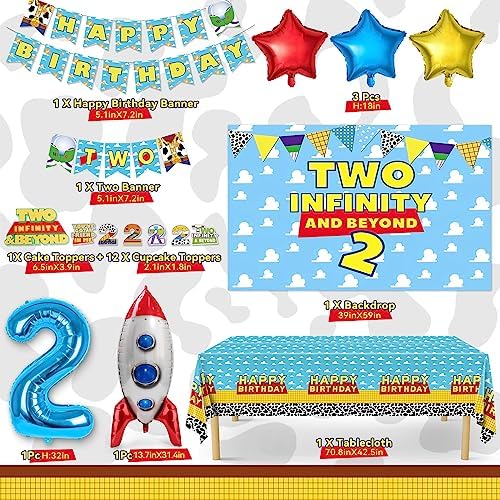 Miucat Two Infinity and Beyond Birthday Decorations 105 Pcs