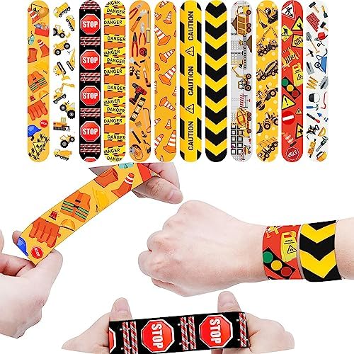 Construction Party Favors Set - 12 Wristbands Gift Bags Stickers More